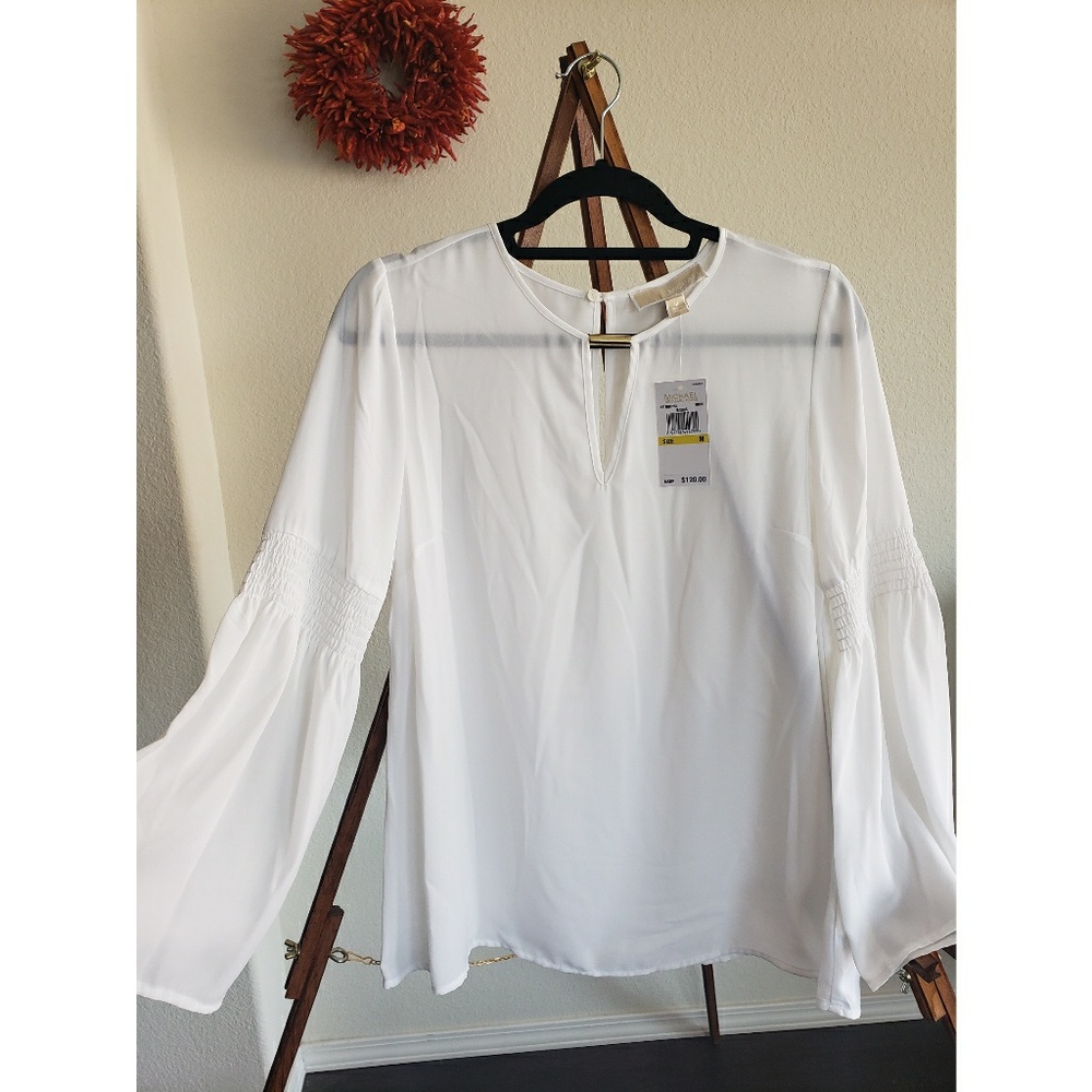 Michael Kors White Flounced Blouse